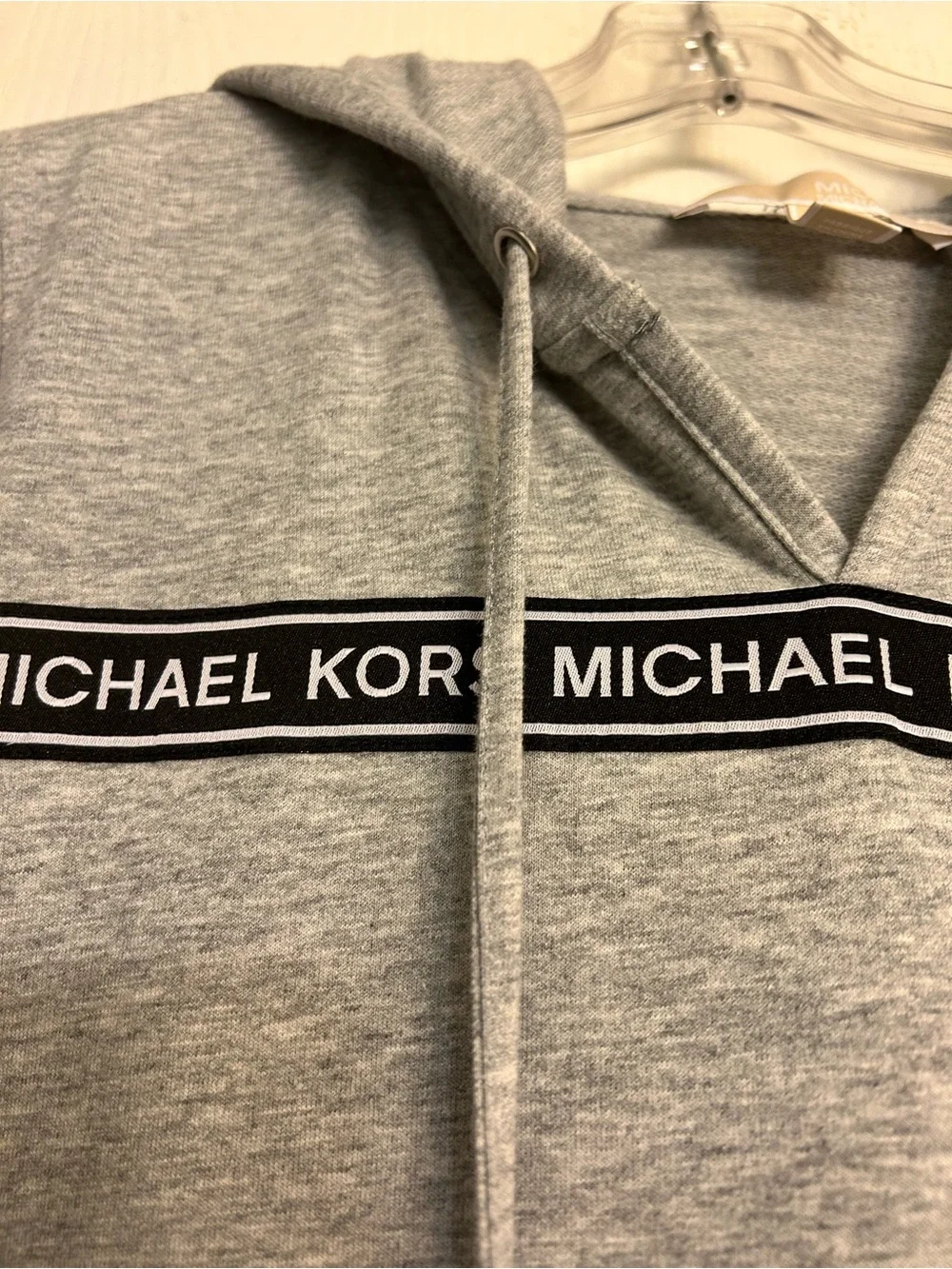 Michael Kors NWOT soft gray hoodie mini-dress casual cozy sporty cute versatile.
